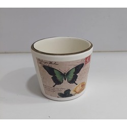 B93569541 Kelebek Tasarımlı Renkli Dekoratif Saksı Seramik , Çiçek İçin , Eğlenceli 1 Adet