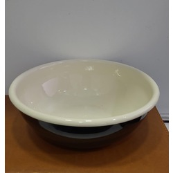 EMYC.K16.SK Çelik Üzeri Emaye Kaplama Çap 16 cm Kase Siyah Krem  Yükseklik: 5,5 cm