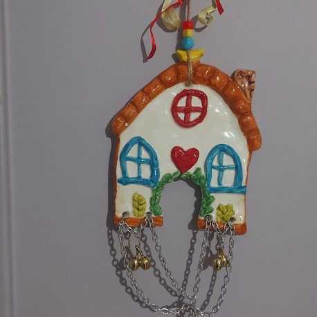 H1228JALE EL YAPIM SERAMİK ASMALIK SÜS EV 12x14