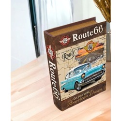 BUGP-2985 Giftpoint Ahşap Kutu U.S. Route 66 Büyük Ofis Hobi Hediyelik Dekoratif Kitap 1 Adet