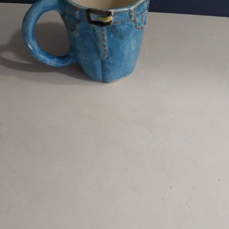 EJALE722025 Seramik El Yapım Büyük Kupa Kot Pantalon Mavi 1 Adet