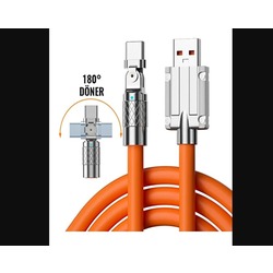 SMC-T 180 Derece Döner Başlıklı Type-C Şarj Xiaomi Redmi Telefon Aksesuar 1 Adet Kablo