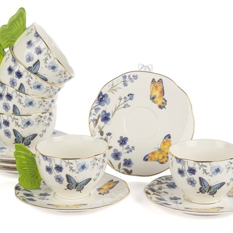 P374.115484 Butterfly Lovers 2'li Kahve Fincan Seti 120cc Mutfak Butik Porselen