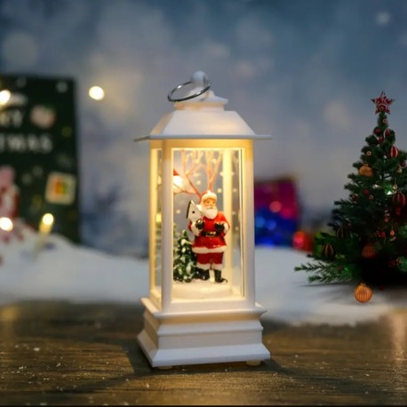 VA342874 Noel Baba / Beyaz 1 Adet Noel Kare Rüzgar Işığı Elektronik Şamdan Lamba