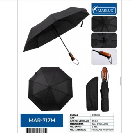 MAR-717M Şemsiye Ponchi 31cm Tam Otomatik 8 Tel Fiberglass 1 Adet