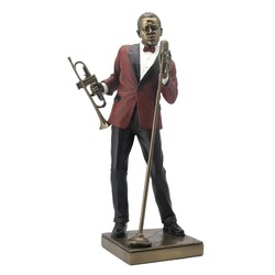 WU76546A5 Veronese Biblo Wise Trampet Çalan Erkek Şarkıcı 14x13x29,5cm 1 Adet