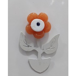 A9QW38S65 Magnet Metal Cam Çiçek Beyaz 7x5cm Dekoratif Turuncu Sanat Dekor 1 Adet