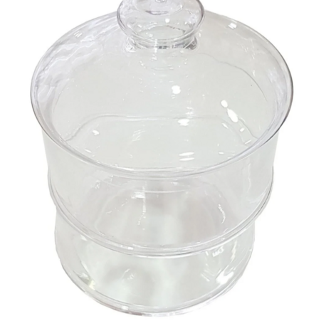 KTC04DUZ Cam Kavanoz 2 Katlı Büyük Cam 23x15x9cm Düz Şeffaf