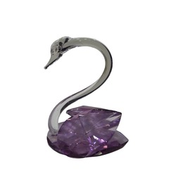 9253-MOR Büyük Boy Mor Kuğu Kristal Cam El Yapımı 10x12cm Tekli Biblo