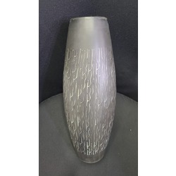 A01109315 31cm Seramik Vazo Desenli Rocca L El İşçilik Görünümlü Gri Gibi 1 Adet