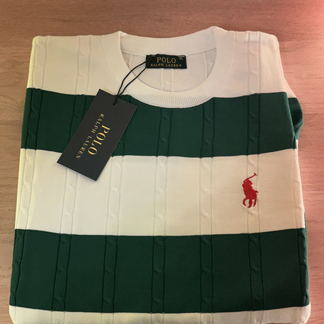 U.S POLO YEŞİL BEYAZ ŞERİTLİ KAZAK