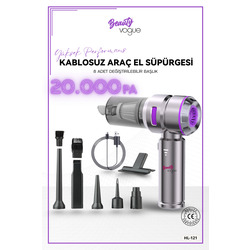 Araç İçi Süpürge 4IN1 20.000 PA Emiş Güçlü Üflemeli Şarjlı Mini Araba El Süpürgesi HL121 PRO