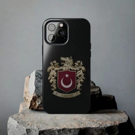 Türk Bayrağı ve Kurt Tasarımlı Flexible Cam Telefon Kılıfı 