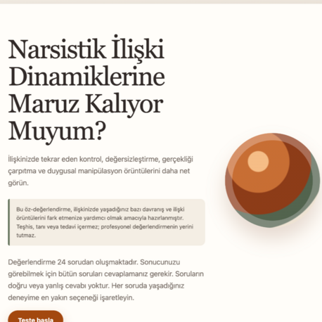 Narsistik İlişki Dinamiklerine Maruz Kalıyor Muyum?  Kişiye Özel Rapor-Bilgilendirmeyi Okuyunuz