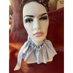 Flor  açık mavi ,fiyonklu yaka 
