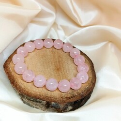 Pembe kuvars doğal taş bileklik 