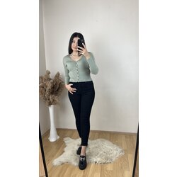 İnci Detaylı Su Yeşili Hırka