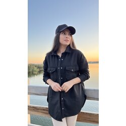 Siyah Kaşe Gömlek Oversize (Geniş Kalıp)