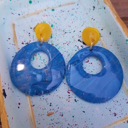 Marble Marine Yuvarlak Polimer Kil Küpe
