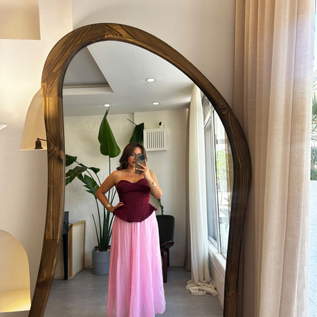 Pembe Kırışık Etek 