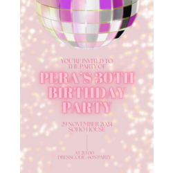 Disco Birthday invitation 