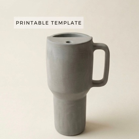 Travel Tumbler Template: Stanley Style DIY Ceramics Pottery (Printable PDF Download A4 size)