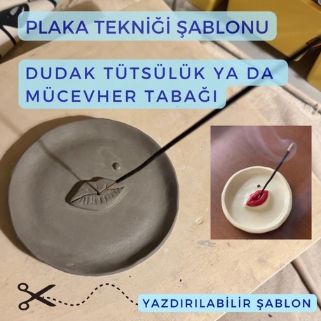 Dudak Tütsülük ve ya Mücevher Tabağı Dijital İndirilebilir Şablonu 
