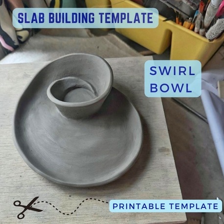 Seashell Chip n Dip Bowl Template: DIY Pottery Slab Building (Printable PDF Download A4 size)