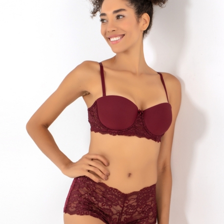 148-007045 Miorre Push-Up Dolgulu Dantel Detaylı Straplez Sütyen Takım