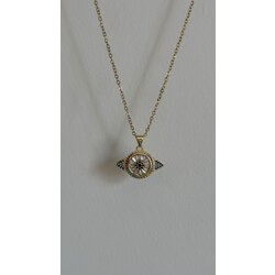 Gold mavi detaylı göz kolye /ÇELİK