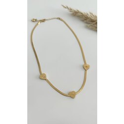 Gold italyan zincirli üç kalpli kolye/ÇELİK