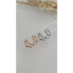 Baget gömme taşlı yamuk kalp küpe/ÇELİK