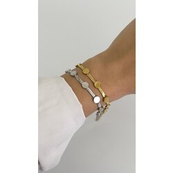 İtalyan zincirli yuvarlak plaka bileklik/ÇELİK