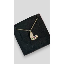 Gold renkli zirkon taşlı kalp kolye|Çelik