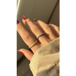 Minimal yarım taşlı yüzük |Altın kaplama