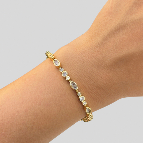 Damla ve oval taş bileklik | 14K VİP KAPLAMA