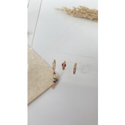üçlü renkli snake küpe seti /ALTIN KAPLAMA