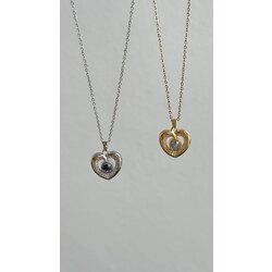 opal taşlı love kalp kolye |ÇELİK