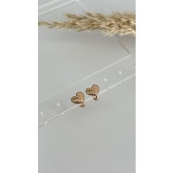 Gold minik taşlı kalp küpe /ÇELİK
