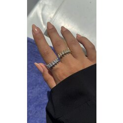 Yarımtur dikenli taş yüzük |Altın kaplama