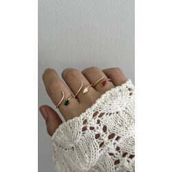 Minimal badem taşlı yüzük /ALTIN KAPLAMA