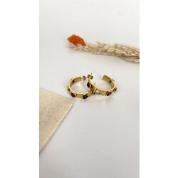 Gold 5 renkli kalp halka küpe/ÇELİK