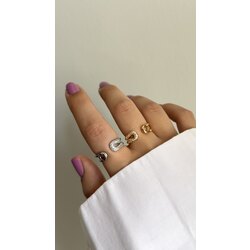 yarım çengel taşlı yüzük /ALTIN KAPLAMA