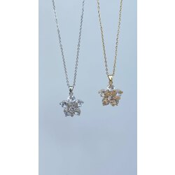 zirkon çiçek stres kolye /ÇELİK