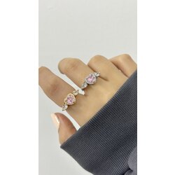Kanatlı pink love yüzük |Altın kaplama