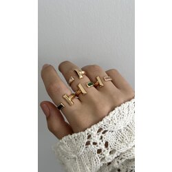 Sıkıştırmalı taşlı tiffany yüzük/ALTIN KAPLAMA