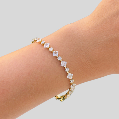 Minimal çokgen taş bileklik | 14K VİP KAPLAMA