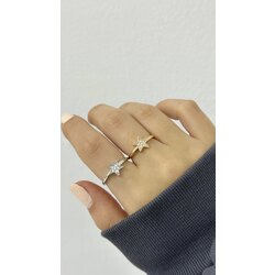 Minimal taşlı yıldız yüzük |Altın kaplama