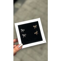 Minimal taşlı fiyonk küpe |Altın kaplama 
