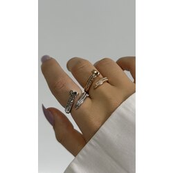 Minik incili çivi sarmal yüzük/ALTIN KAPLAMA